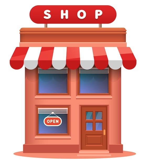 twostory store shop with brick wall vector 3d clipart isolated white background 396616 1044