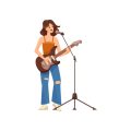 cartoon woman playing electric guitar vector illustration