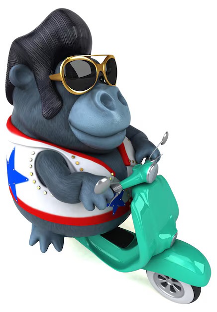 fun 3d cartoon illustration rocker gorilla 183364 118233