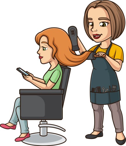 hairdresser using hair dryer cartoon vector 51715553