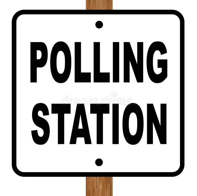 polling station sign over white background 54075022