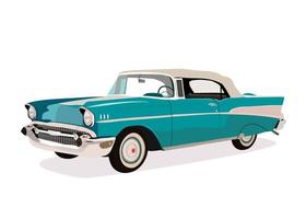 vitnage classic car isolated on the white background illustration front side view of a light blue car vector