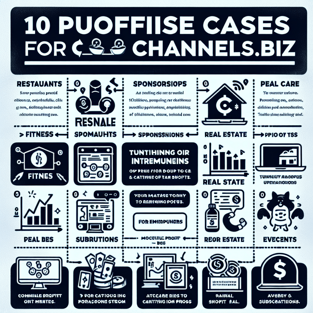 Create a Comprehensive List of Use Cases for Channels.biz Objective: Write a detailed article outlining 10 use cases of channels individuals can build for businesses on Channels.biz, emphasizing the flexibility and profitability of each option. Each use case should include a description, potential revenue streams, and a monthly profit breakdown. Key Points to Include: 1. Highlight diverse industries (e.g., restaurants, fitness, pet care, real estate, events). 2. Explain monetization methods for each channel (e.g., ads, sponsorships, affiliate sales, subscriptions). 3. Showcase the scalability and accessibility of Channels.biz for entrepreneurs, including the ability to work remotely and cater to various client needs. 4. Incorporate a realistic profit analysis for each use case. 5. Conclude by reinforcing the platform's value in empowering users to turn passions into profits. Formatting Requirements: Bold all headlines and key points for clarity. Ensure the tone is professional yet engaging. Use a minimum of 2,000 characters for depth and SEO optimization. Taglines: 