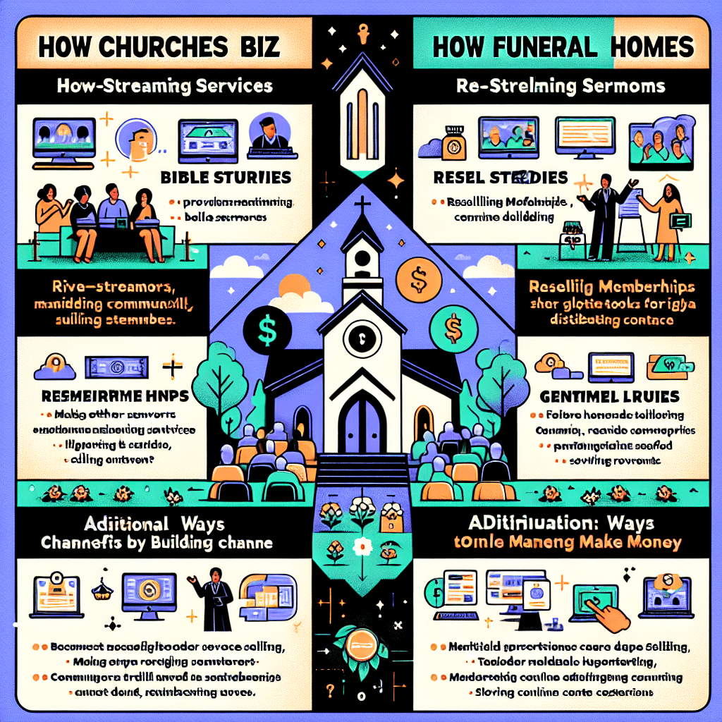 How Churches, Funeral Homes, and Individuals Can Benefit from Channels.biz 1. How Churches Can Benefit Describe how churches can use Channels.biz to: Stream live services, Bible studies, and events. Resell sermons, offer VIP memberships, and collect donations. Build a global following with interactive and monetized content. 2. How Funeral Homes Can Benefit Highlight how funeral homes can utilize Channels.biz to: Livestream or record memorial services. Provide grief support resources and build community spaces. Sell memorial products like keepsakes or tribute videos through e-commerce. 3. How Individuals Can Benefit by Building Channels Explain how individuals can create income streams by: Building and managing channels for churches and funeral homes. Creating personalized memorial pages for bereaved families. Providing livestreaming or content creation services. 4. Additional Ways to Make Money with Channels.biz Explore innovative monetization opportunities, such as: Selling ad space and sponsorships. Offering affiliate marketing for memorial gifts or church-related products. Creating and reselling templates or tools tailored for religious and funeral services. Hosting online events like grief counseling or prayer meetings for a fee. Hashtags: #ChannelsBiz #Churches #FuneralHomes #MemorialPages #DigitalMonetization #Web3Earnings, please make all the headlines bold and add six hashtags with commas