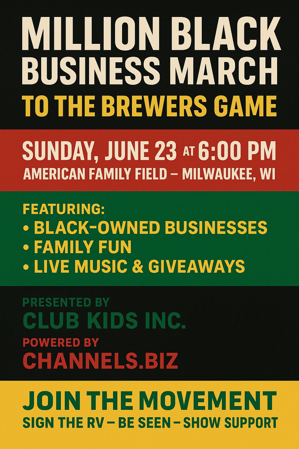 100 black business March to the Brewers game channels.biz