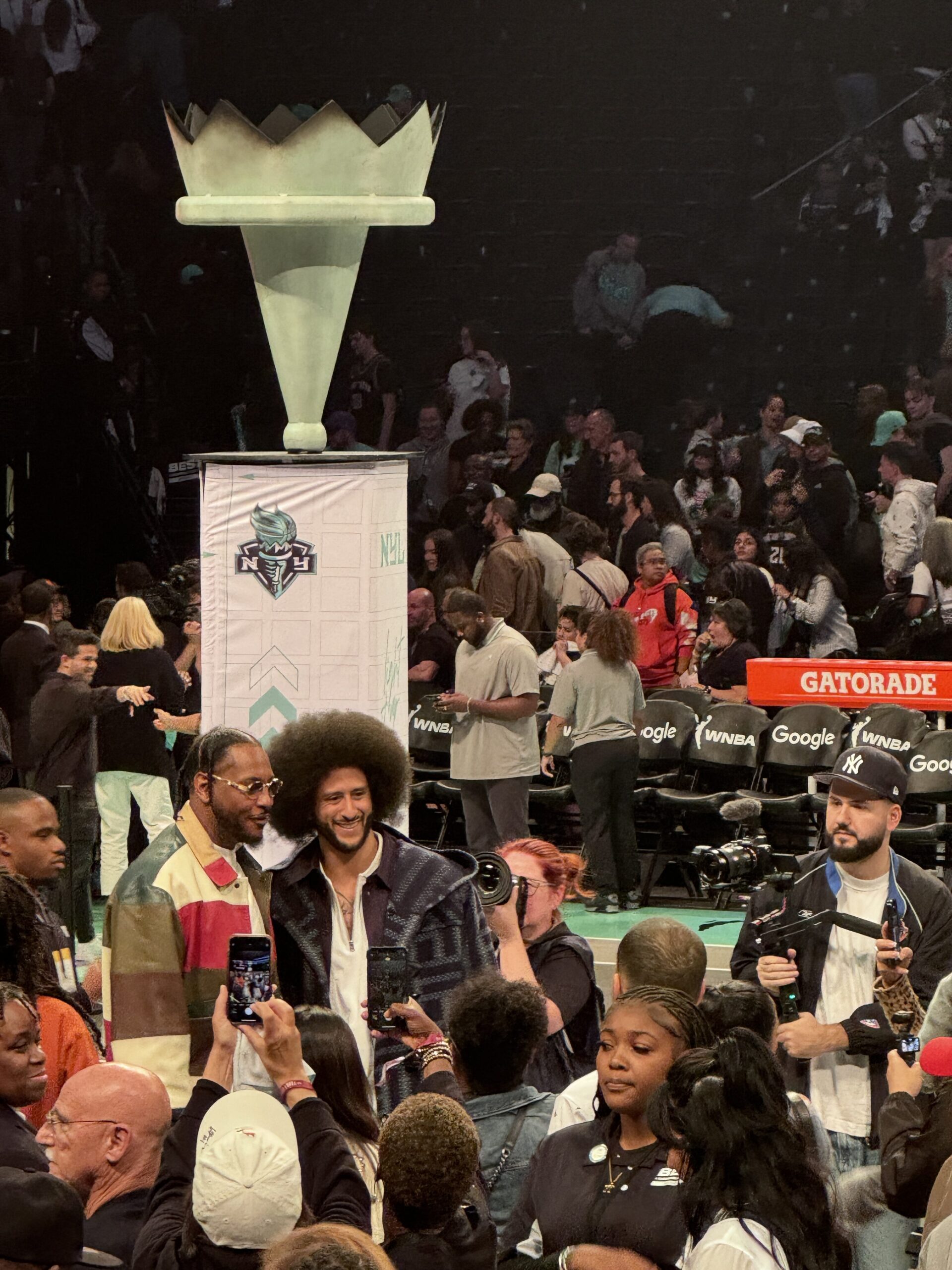 Carmelo Anthony and Colin Kaepernick at the New York Liberty Las Vegas Aces WNBA game2C October 12C 2024 scaled