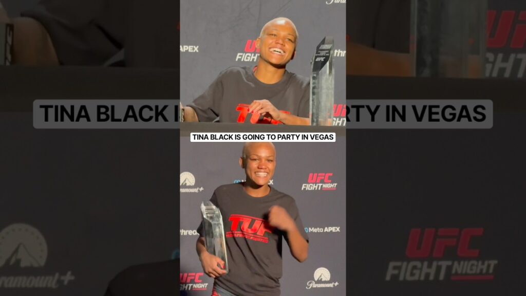 ufc fight night tina black is going to party with her new tuf trophy in vegas shorts 01gFWD