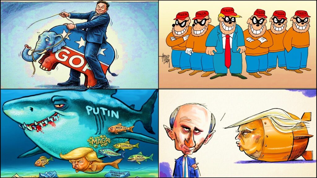 trumps political circus power puppets trump satire humor caricatures comic 21 october Hx1F6A